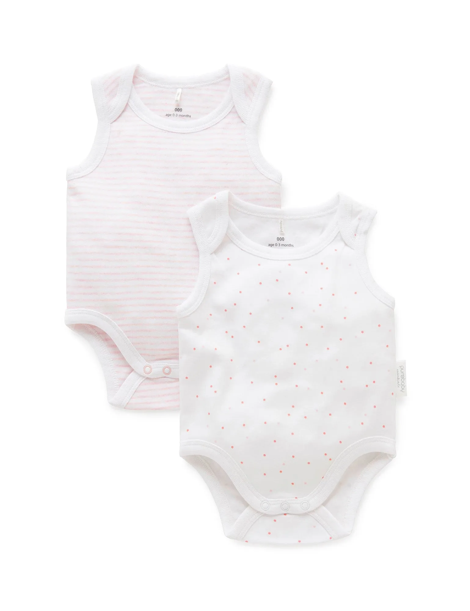 2 Pack Singlet Bodysuit - Spot/Melange Stripe