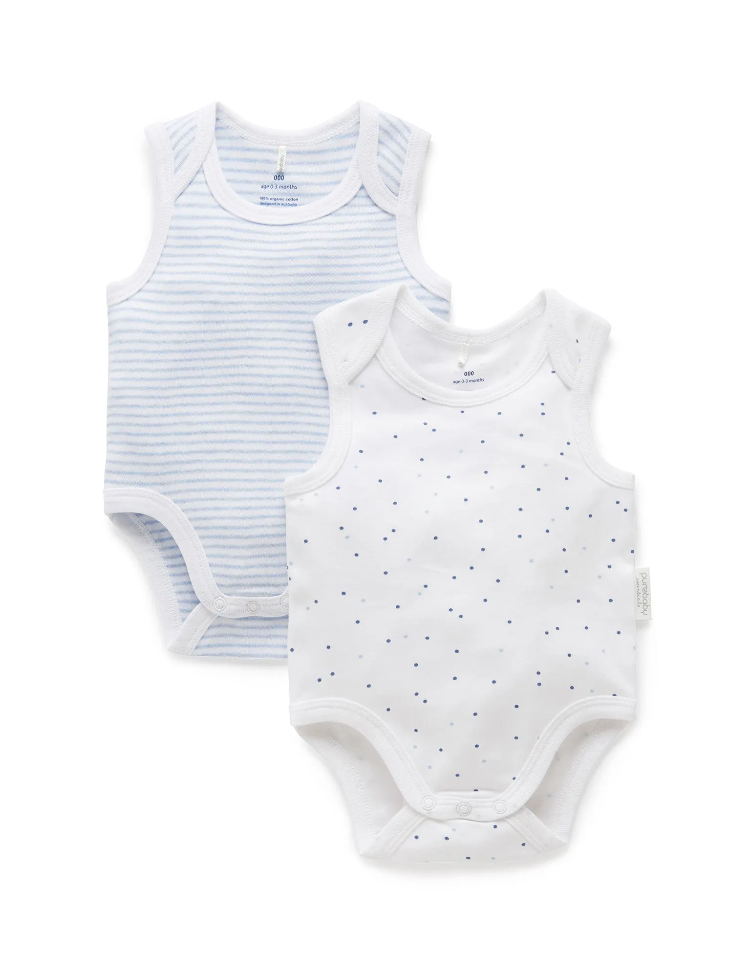 2 Pack Singlet Bodysuit - Spot/Melange Stripe