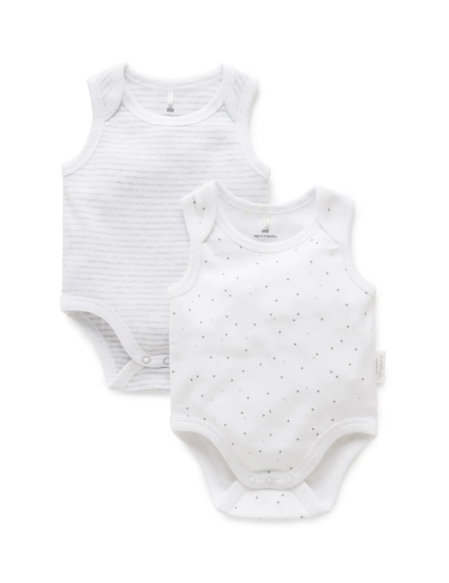 2 Pack Singlet Bodysuit - Spot/Melange Stripe