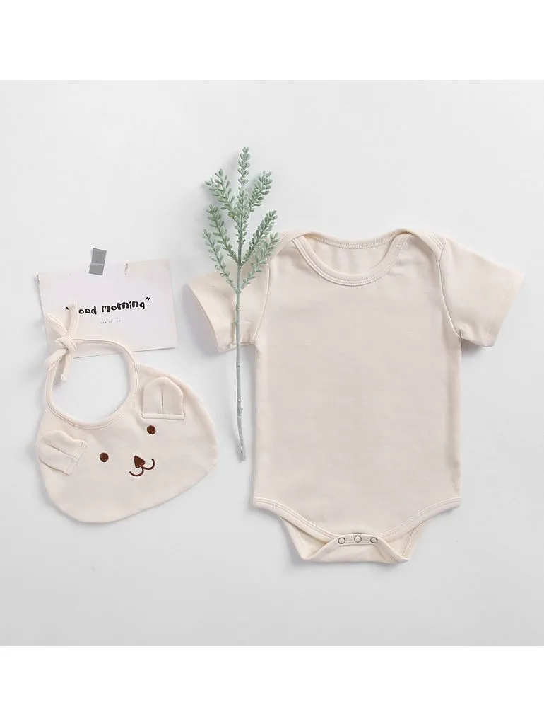 2-Piece Baby Onesie Matching Bear Bib