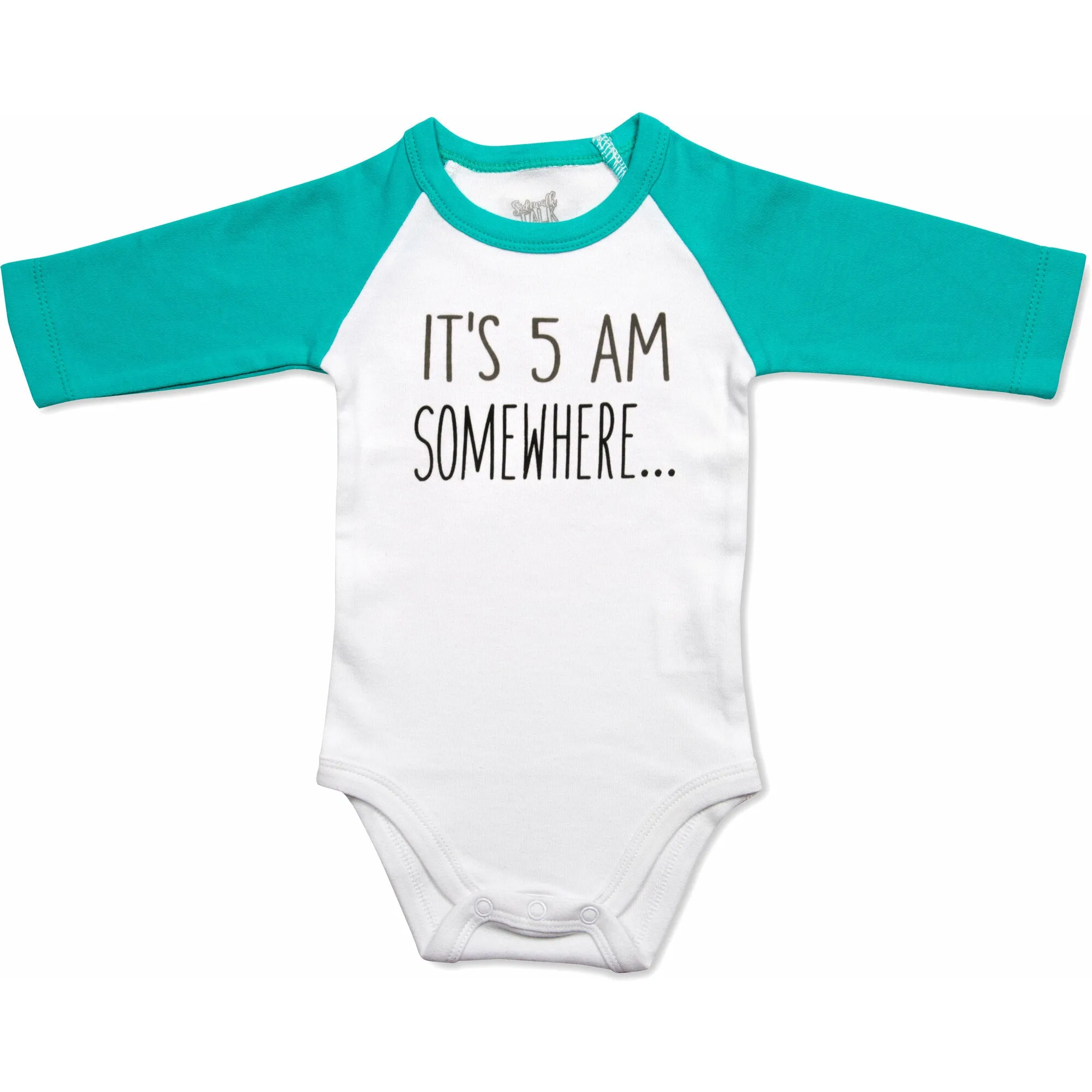 5 AM 3/4 Length Teal Sleeve Onesie