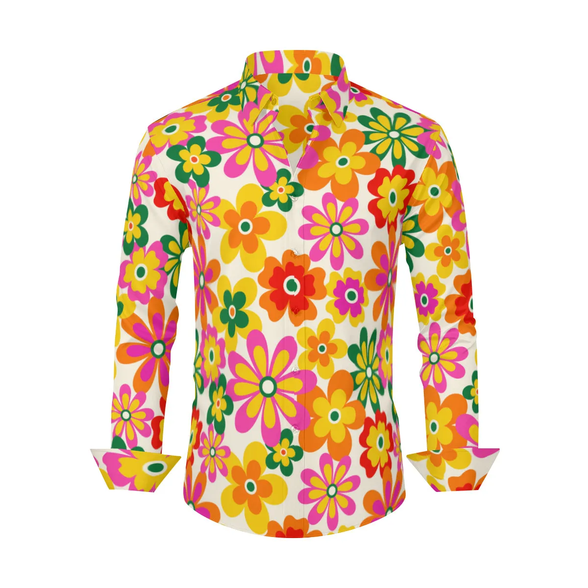 70s Clothing Men, Retro Shirt, 60s 70s Shirt Men, Men's 70s Style Shirt, Neon Floral Shirt Men, Hippie Shirt Men, Hippie Shirt, 70s top men