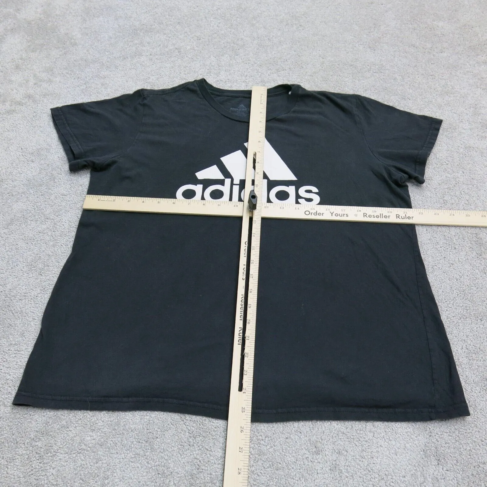 Adidas Womens T Shirt Top 100% Cotton Short Sleeve Logo Black Size XL