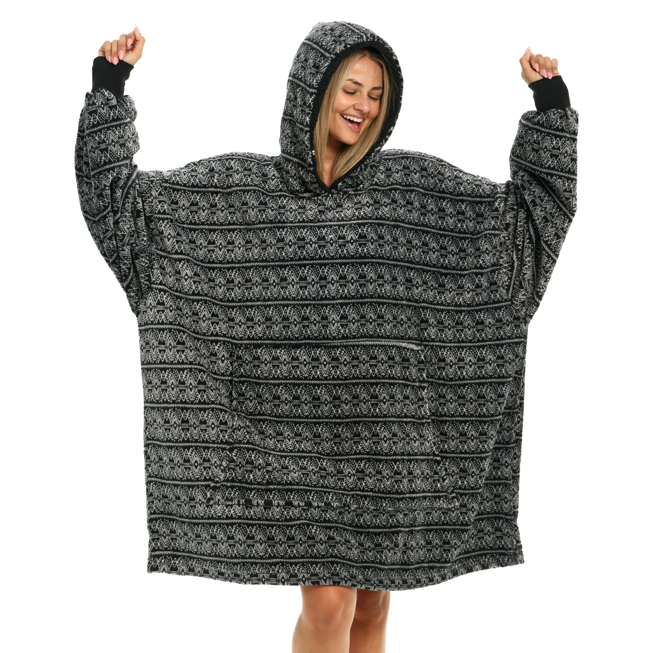 Adult Wearable Blanket Hoodie, Blanket with Sleeves for Men & Women, Big Hoodie, Hooded Blanket