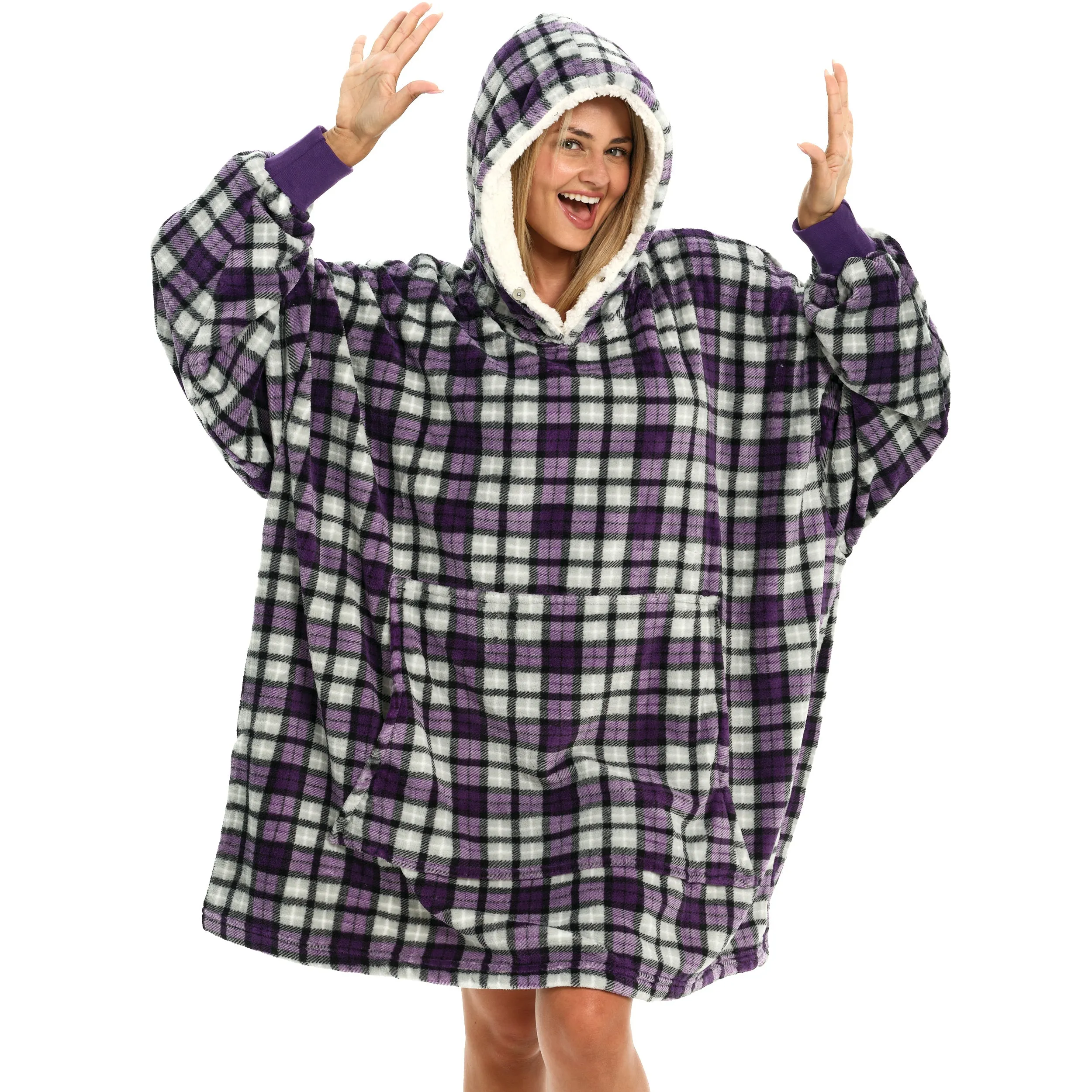 Adult Wearable Blanket Hoodie, Blanket with Sleeves for Men & Women, Big Hoodie, Hooded Blanket