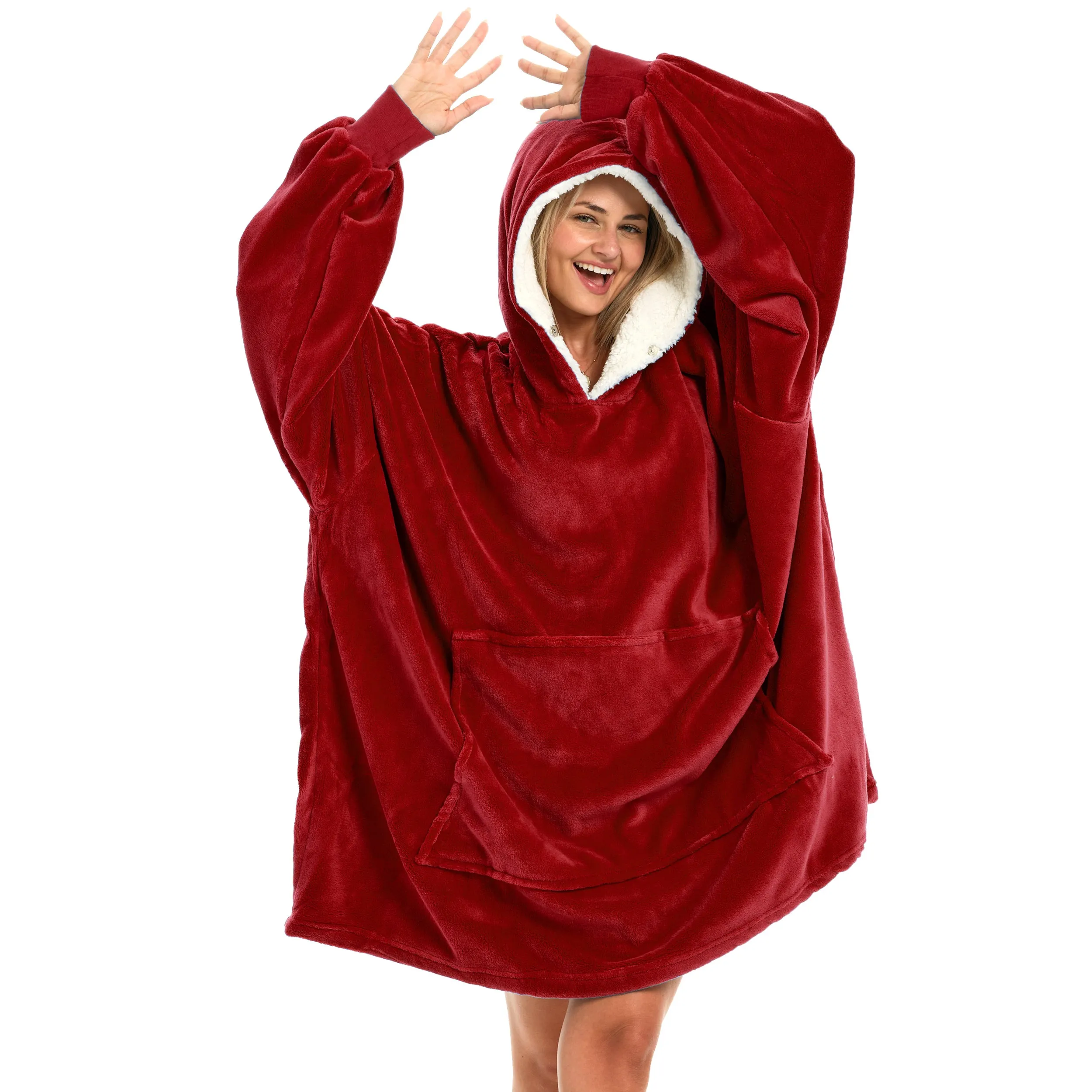 Adult Wearable Blanket Hoodie, Blanket with Sleeves for Men & Women, Big Hoodie, Hooded Blanket