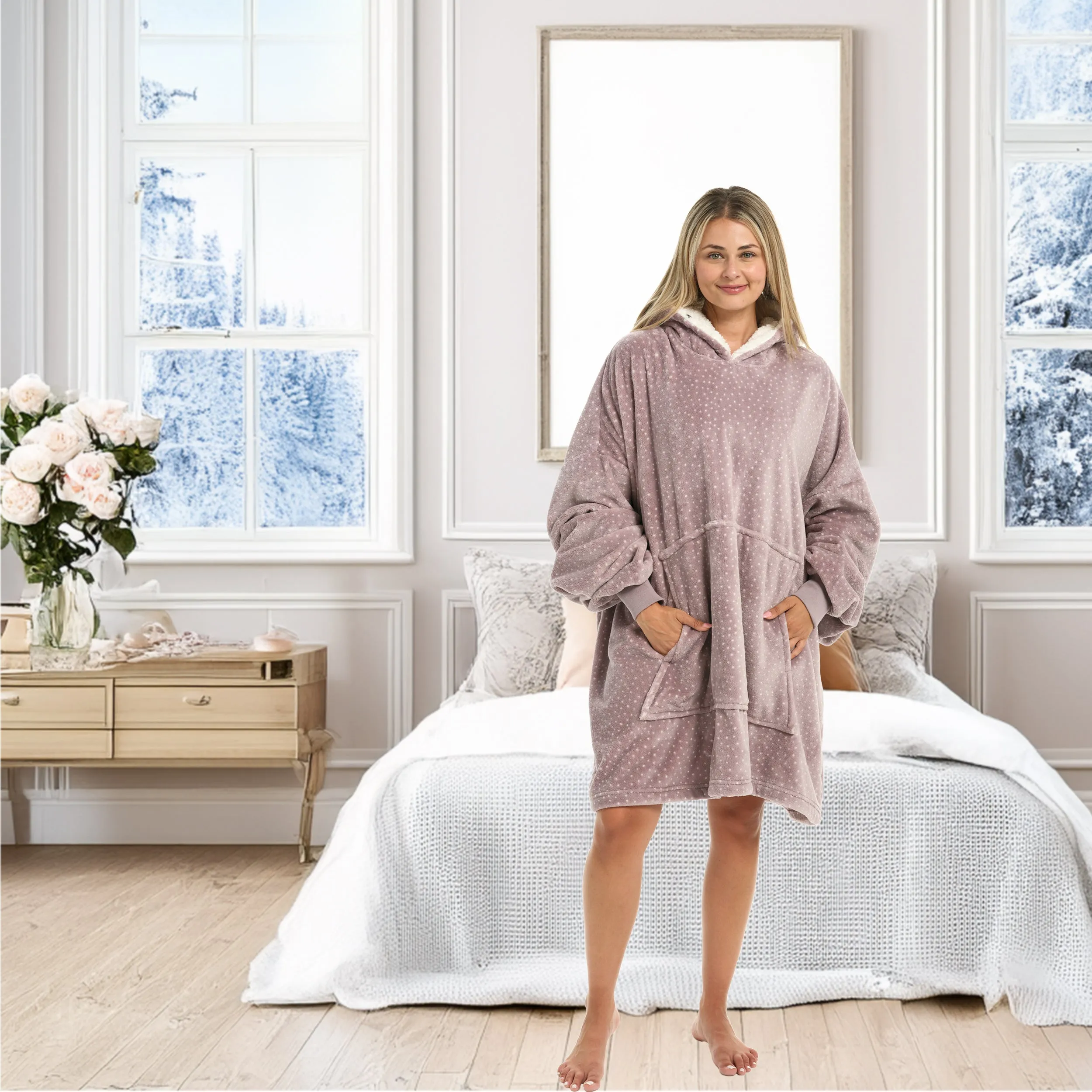 Adult Wearable Blanket Hoodie, Blanket with Sleeves for Men & Women, Big Hoodie, Hooded Blanket