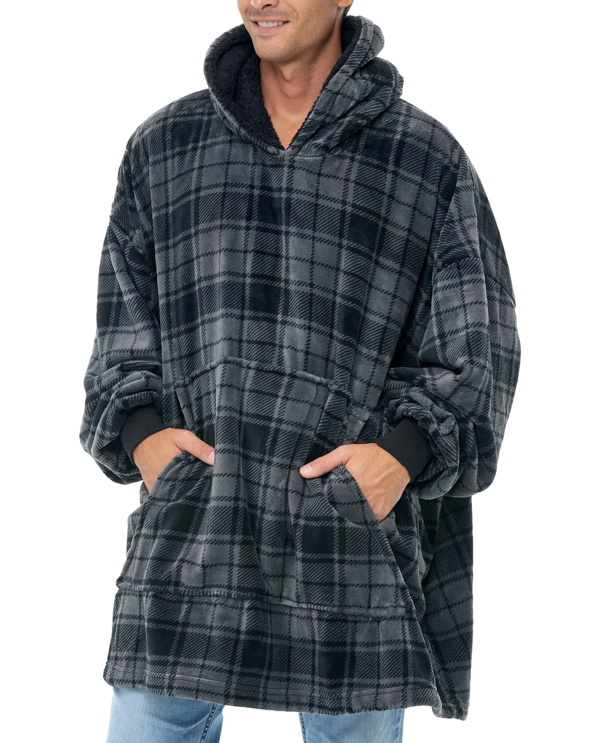 Adult Wearable Blanket Hoodie, Blanket with Sleeves for Men & Women, Big Hoodie, Hooded Blanket