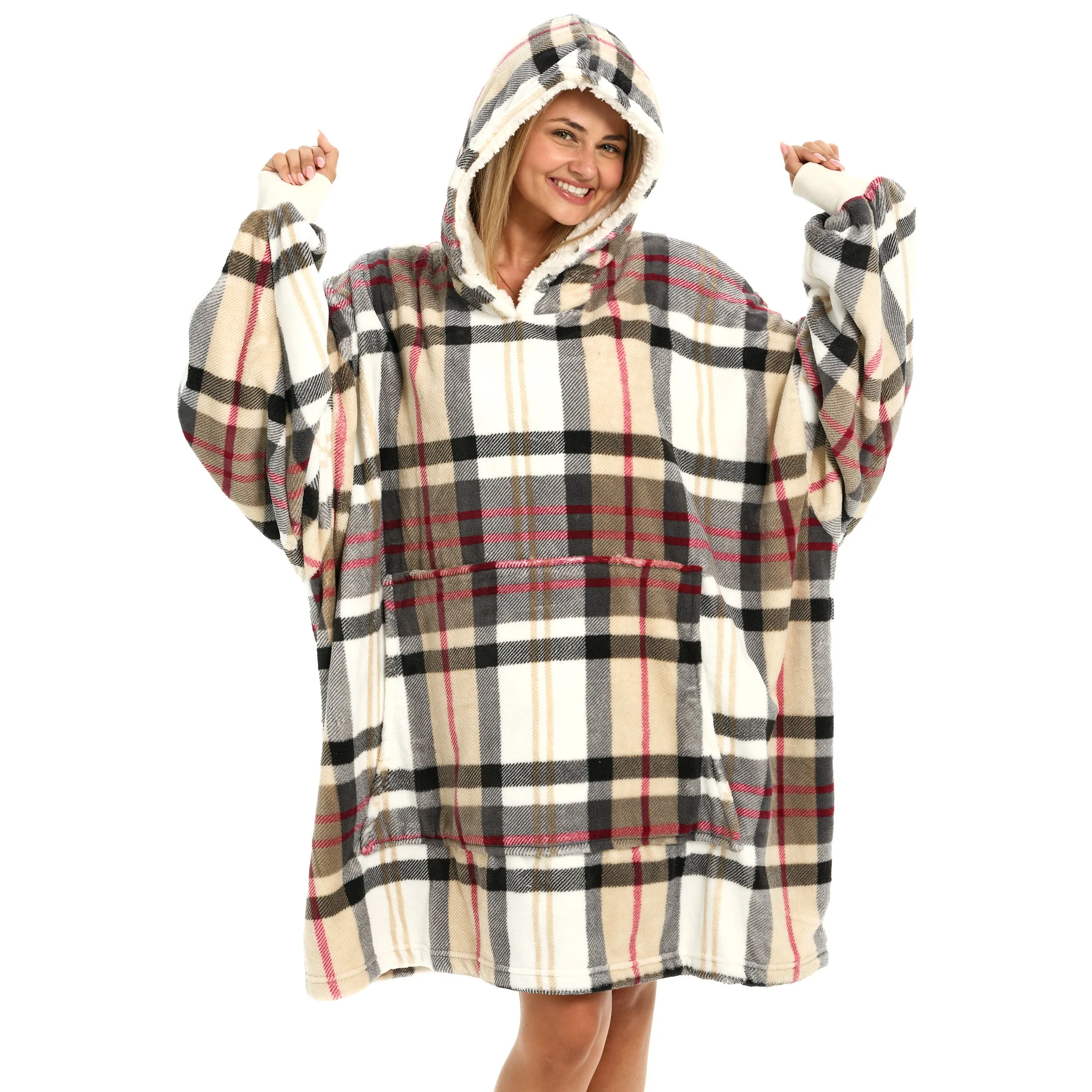 Adult Wearable Blanket Hoodie, Blanket with Sleeves for Men & Women, Big Hoodie, Hooded Blanket