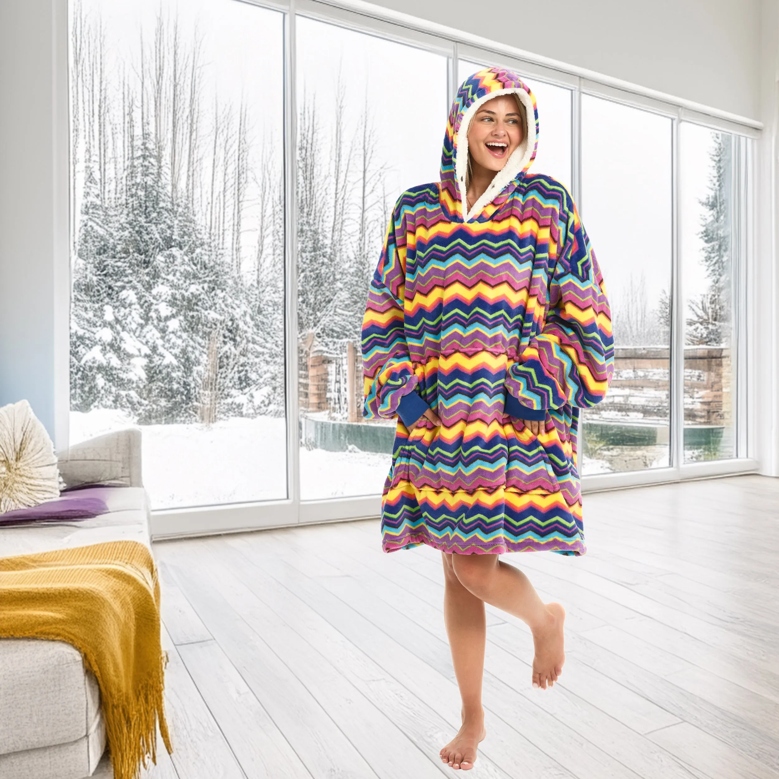 Adult Wearable Blanket Hoodie, Blanket with Sleeves for Men & Women, Big Hoodie, Hooded Blanket