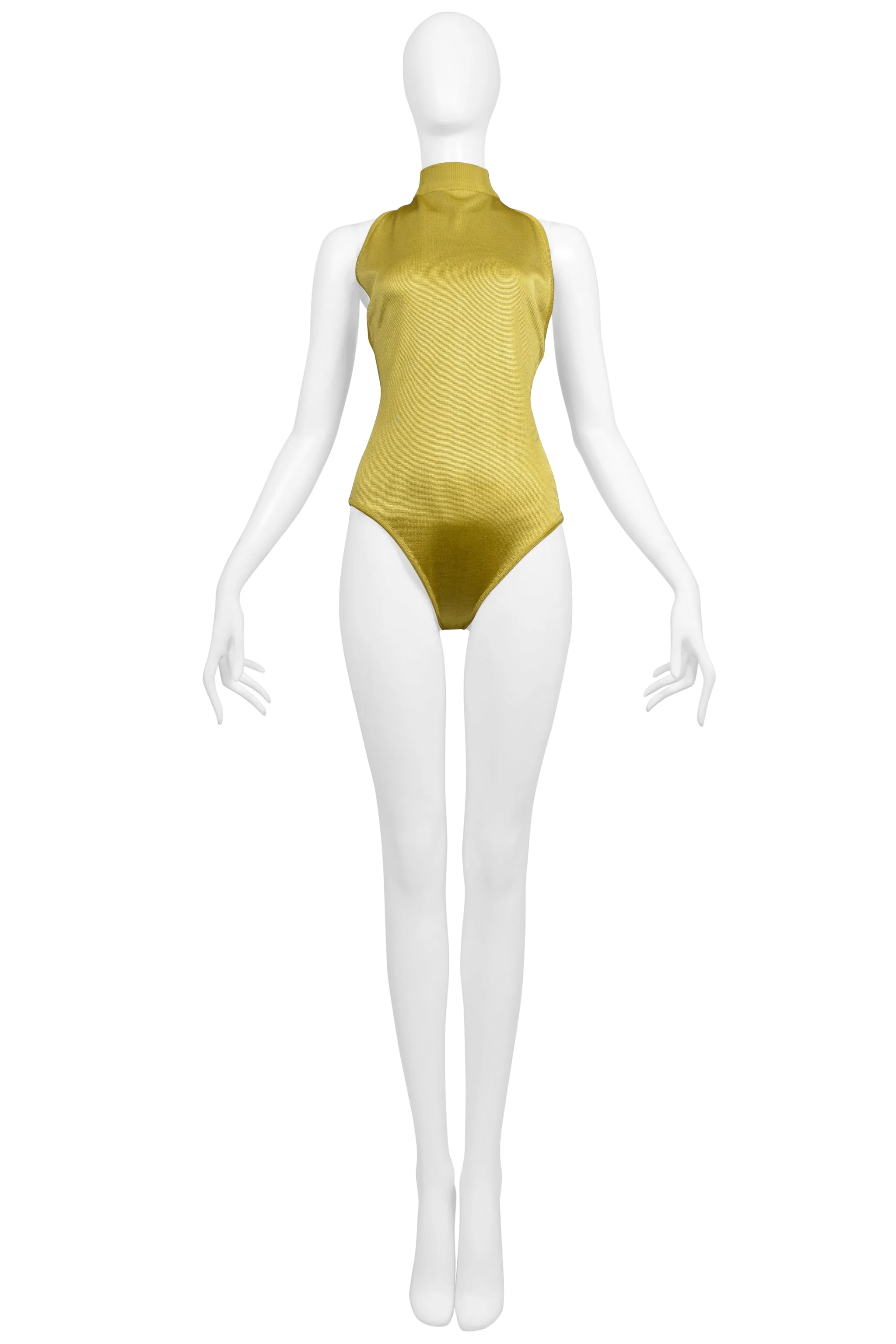 ALAIA GOLD BODYSUIT WITH BUTTON UP BACK