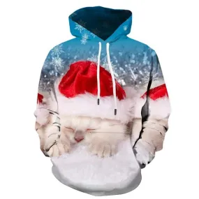 Animal Hoodie Men Christmas Hoody Anime Snowflake Hoodie Print Party Hooded Casual