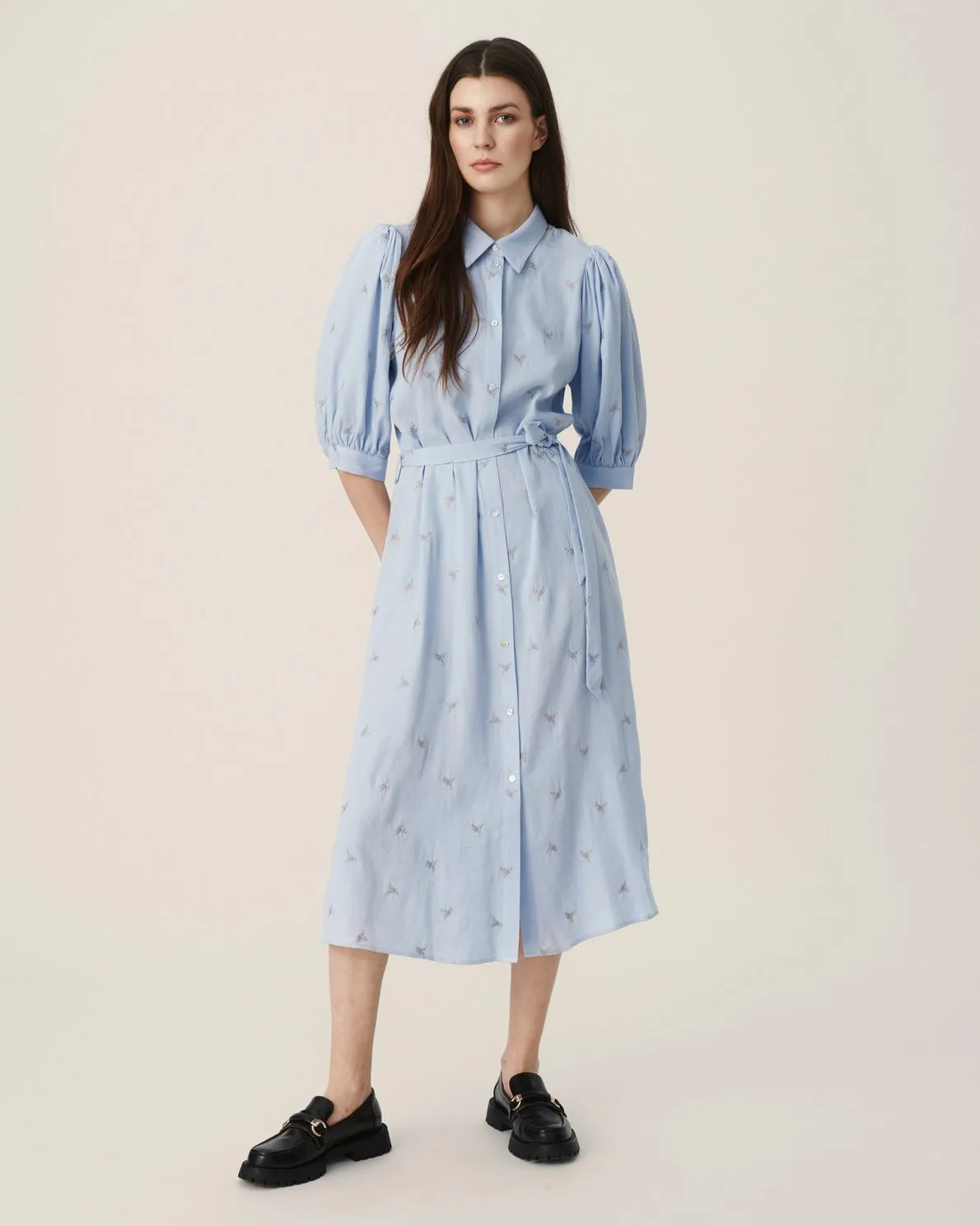 Anissa 2/4 Shirt Dress - Kentucky Blue