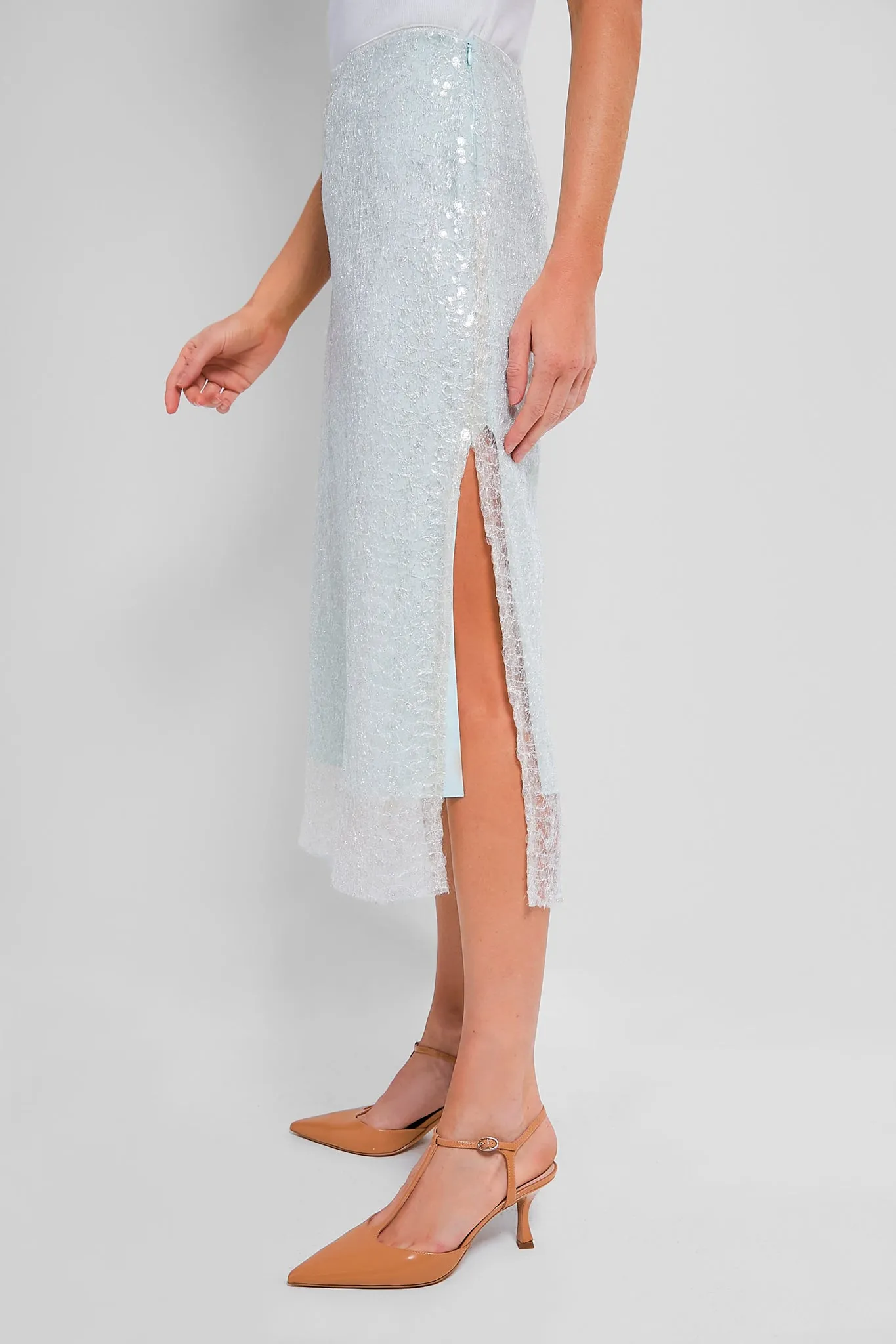 Aqua Glassy Sequin Skirt