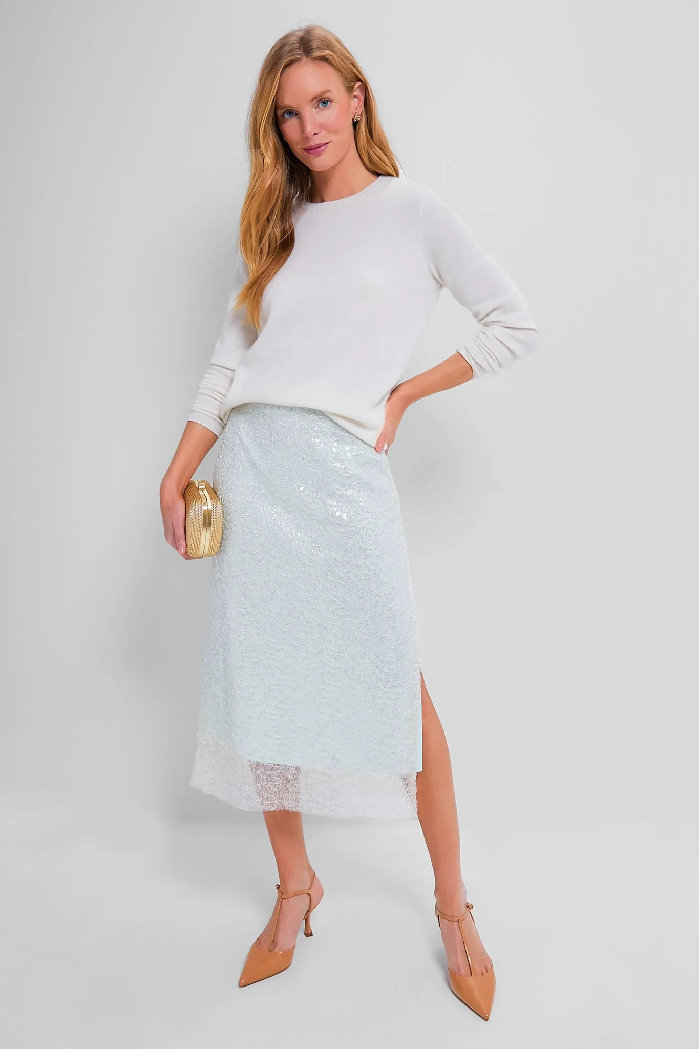 Aqua Glassy Sequin Skirt