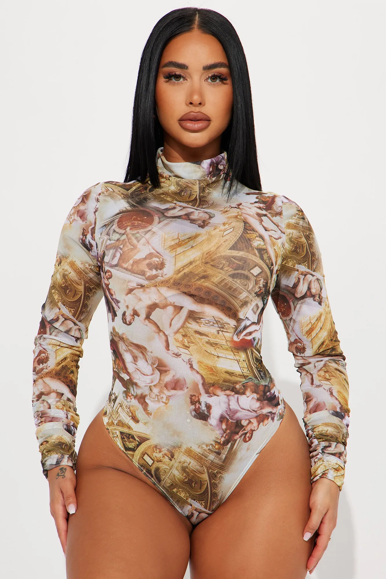 Art of Gold Mesh Bodysuit - Ivory/combo