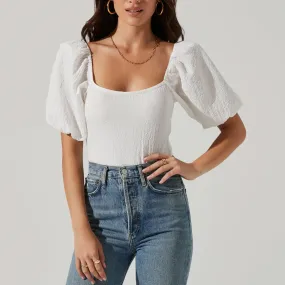 ASTR Puff Sleeve Textured Bodysuit