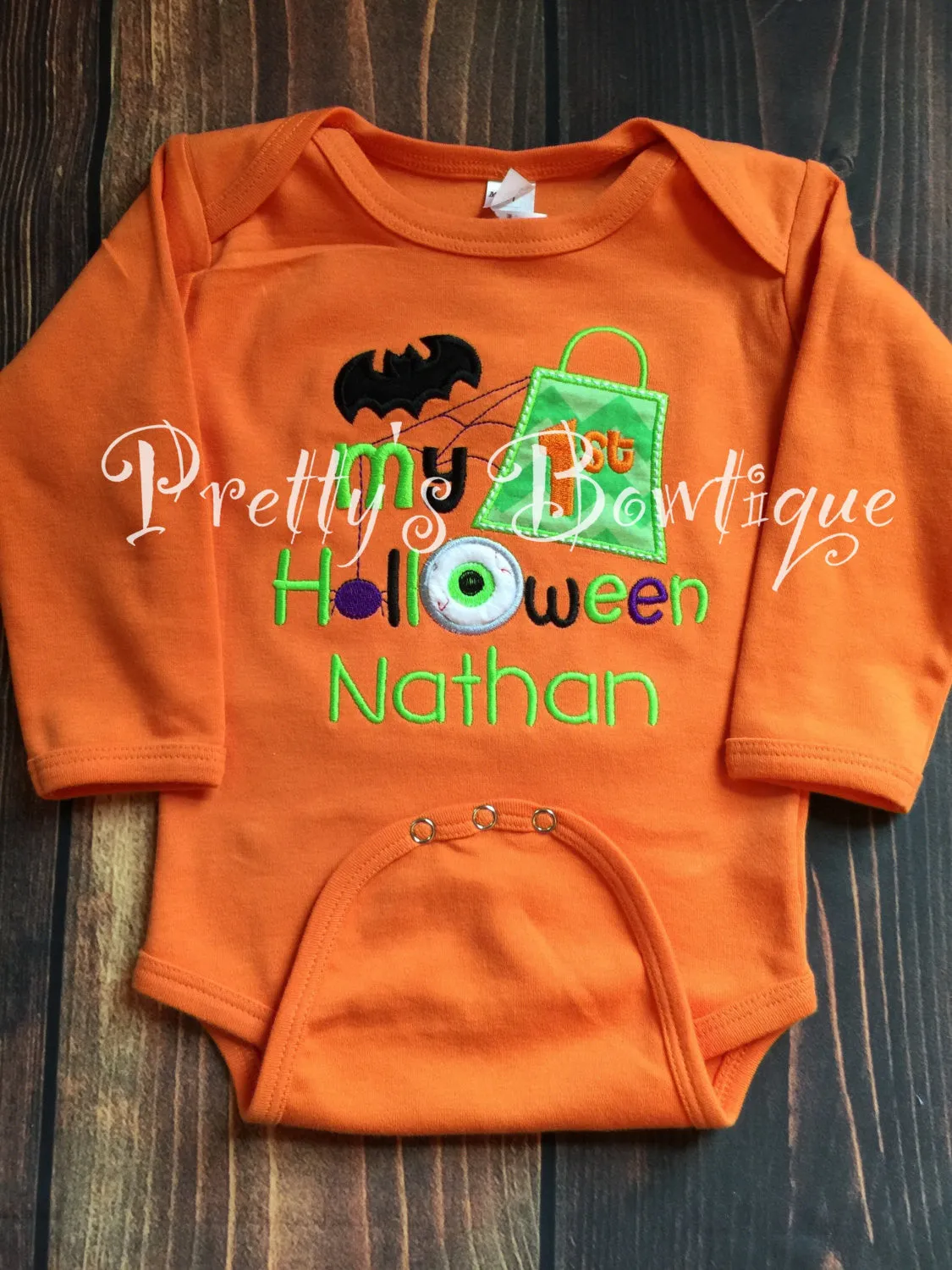 Baby Boy 1st Halloween One piece or T-shirt -- personalized boys Halloween outfit bodysuit or shirt-- Bat