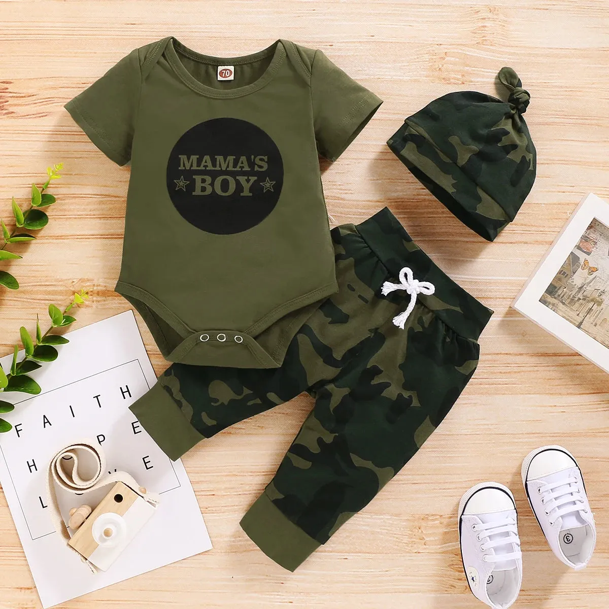 Baby Boy Army Print Bodysuit