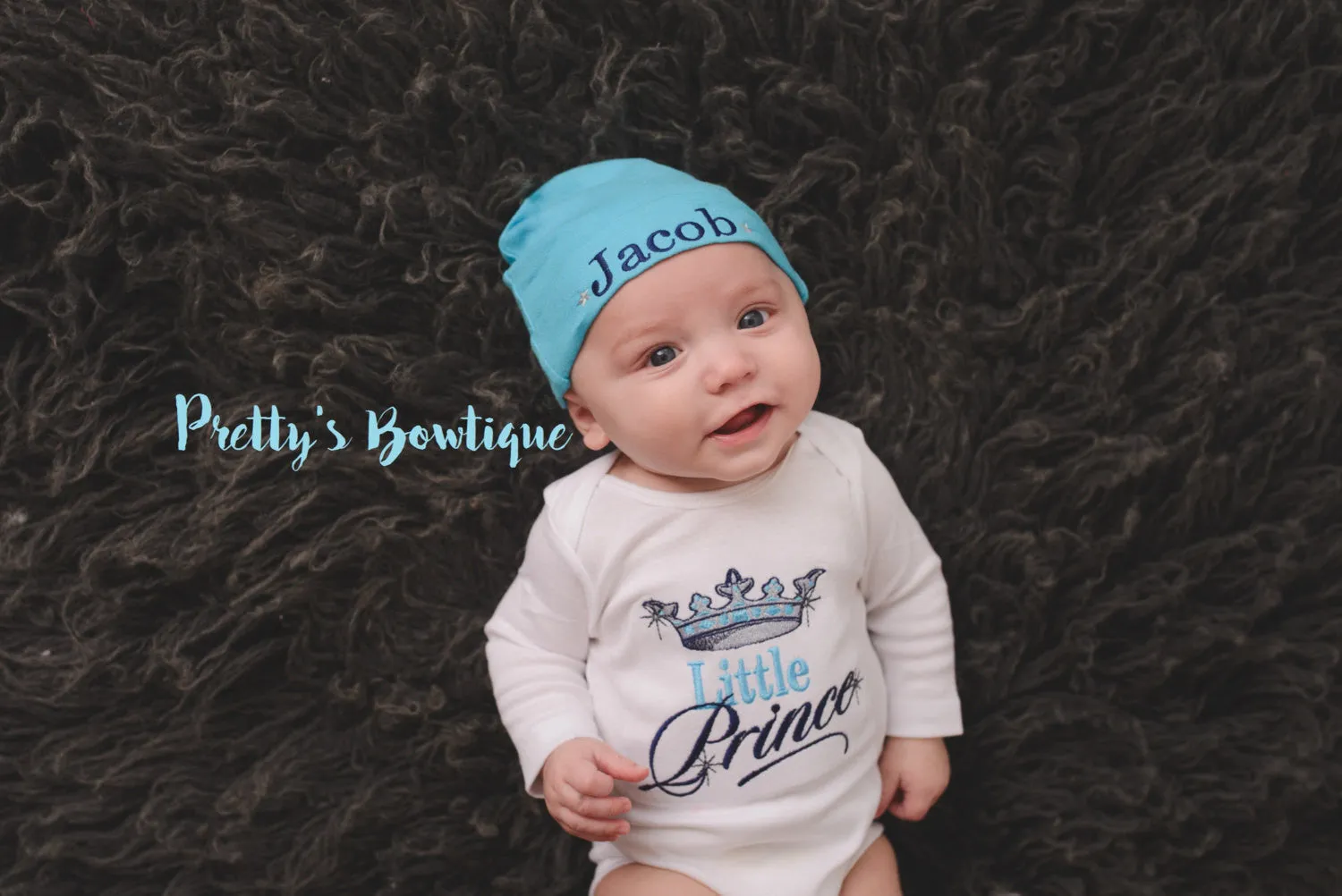 Baby Boy coming home outfit Little Prince Baby Boy bodysuit and cap-- Outfit Embroidered Bodysuit / T Shirt for Newborn & Toddler