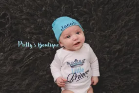 Baby Boy coming home outfit Little Prince Baby Boy bodysuit and cap-- Outfit Embroidered Bodysuit / T Shirt for Newborn & Toddler