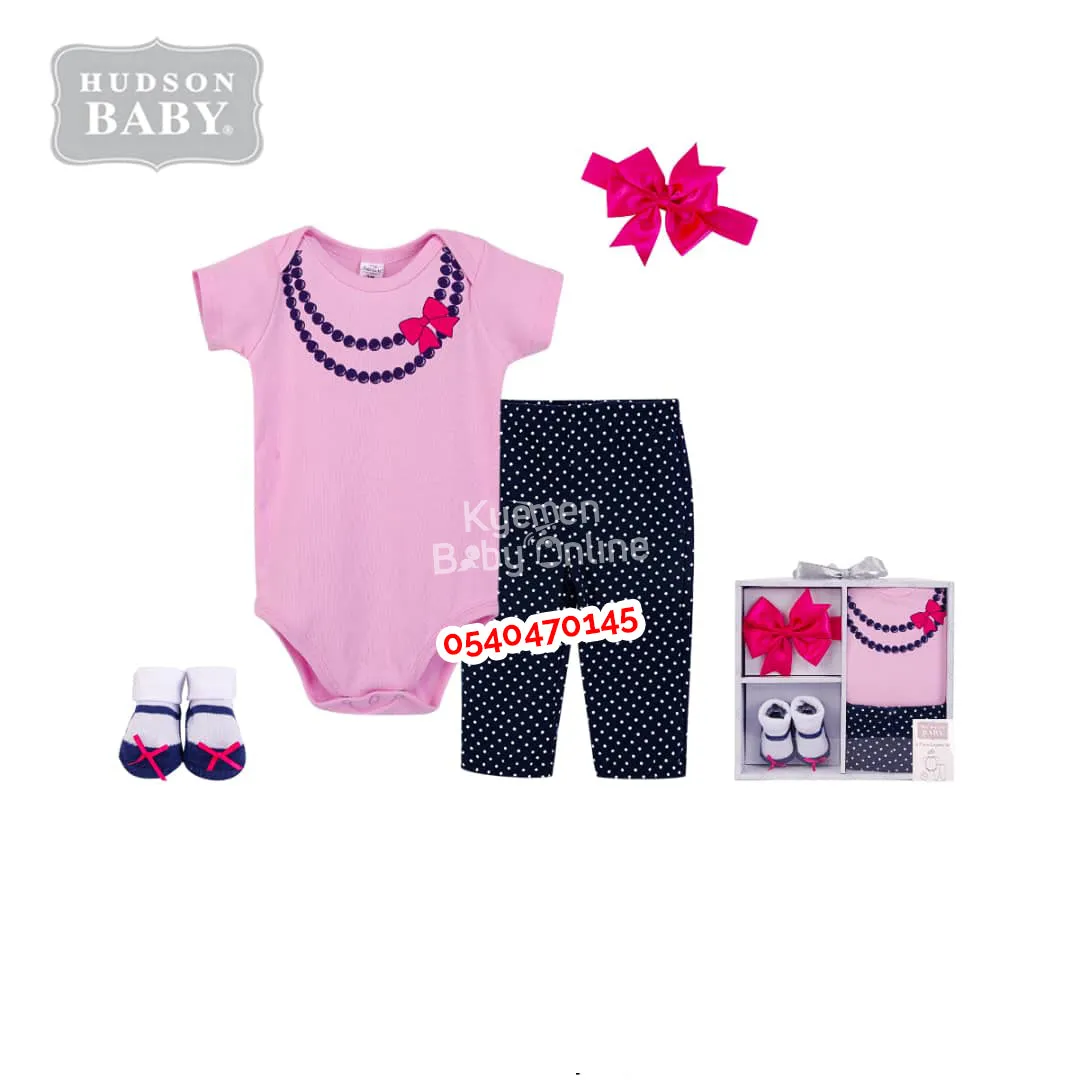 Baby Dress Set 4 Pieces Navy Pink (0-6 Months)