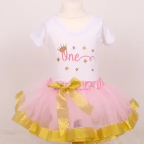 Baby Girls First Birthday Tutu Outfit - (2 options) Gold or Silver