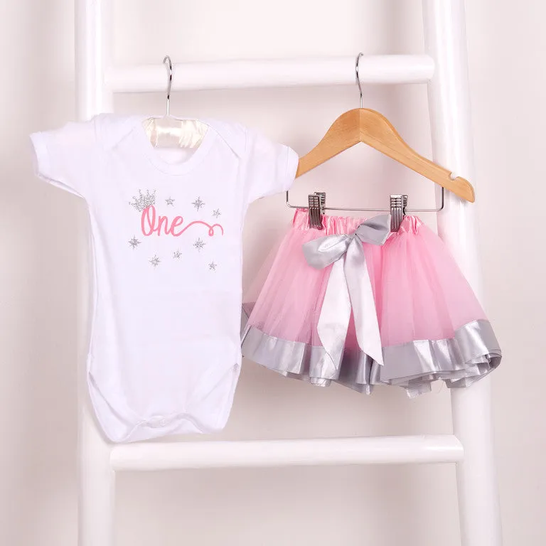 Baby Girls First Birthday Tutu Outfit - (2 options) Gold or Silver