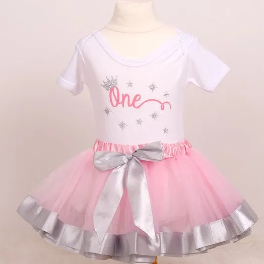 Baby Girls First Birthday Tutu Outfit - (2 options) Gold or Silver