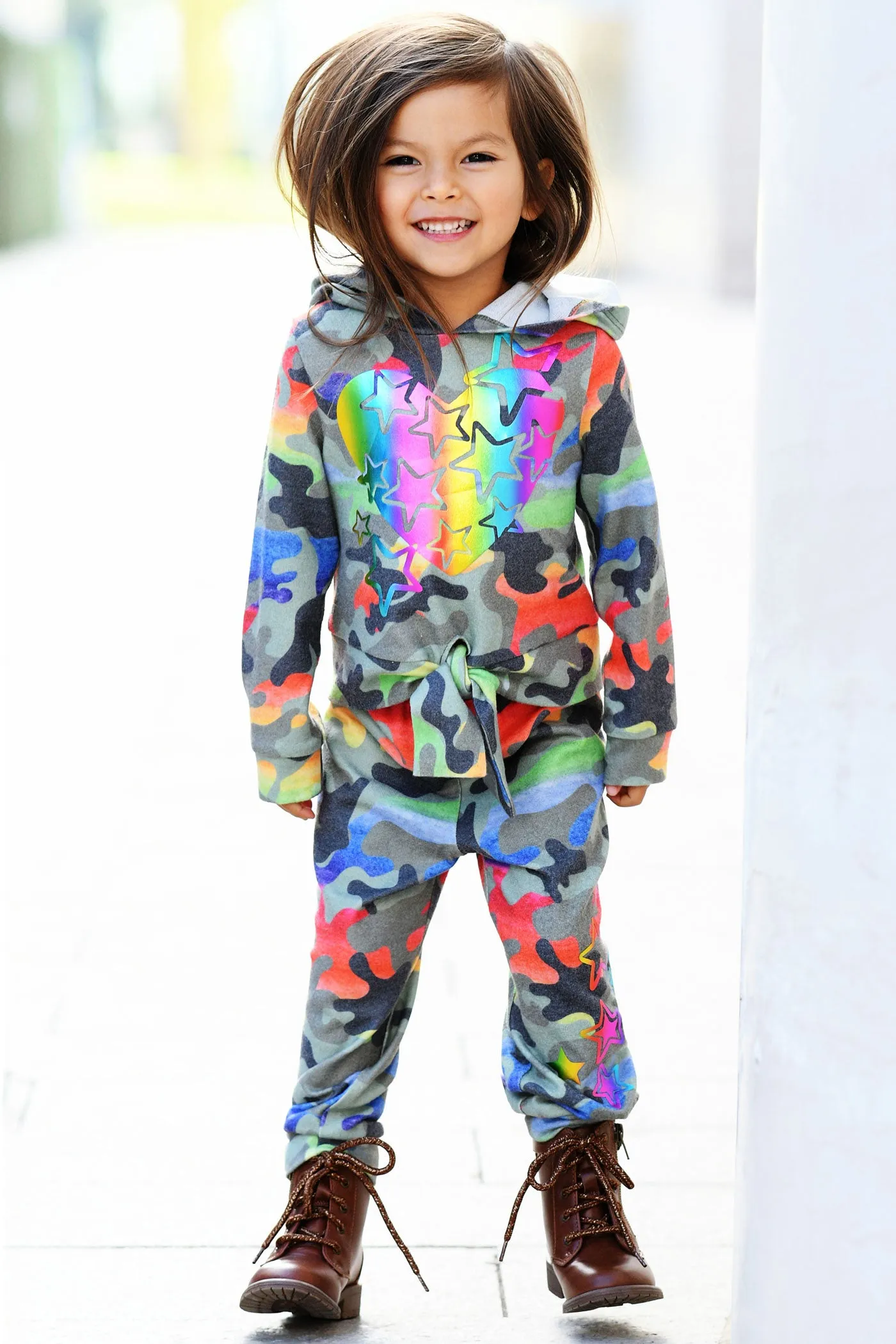 Baby Girl's Star Rainbow Camo Print Hoodie