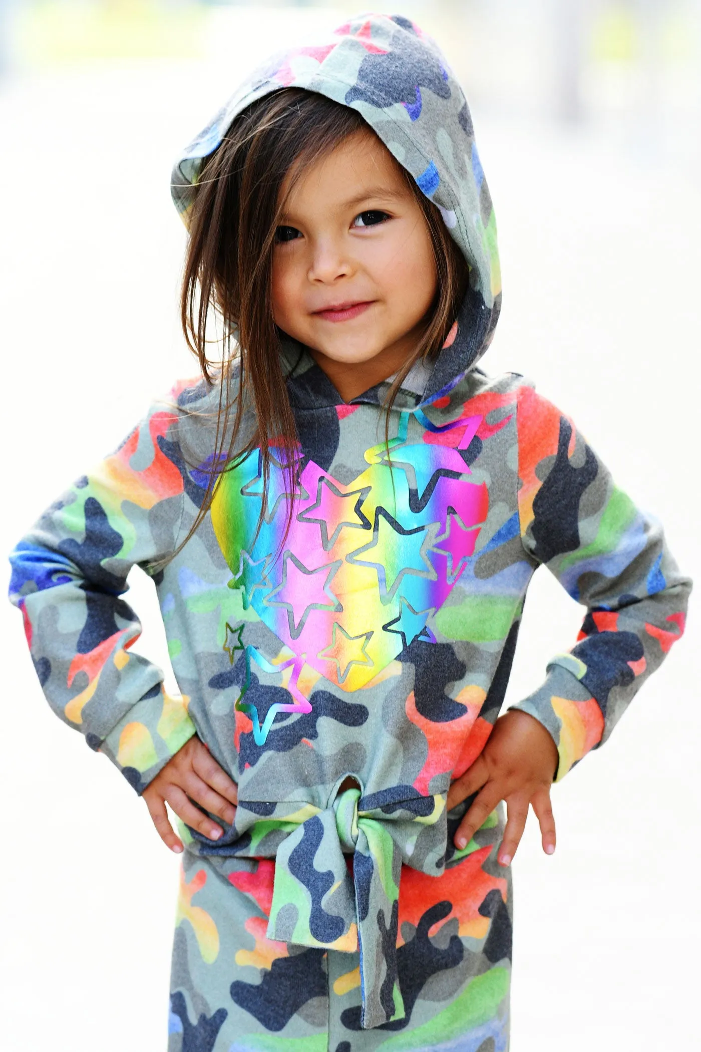 Baby Girl's Star Rainbow Camo Print Hoodie