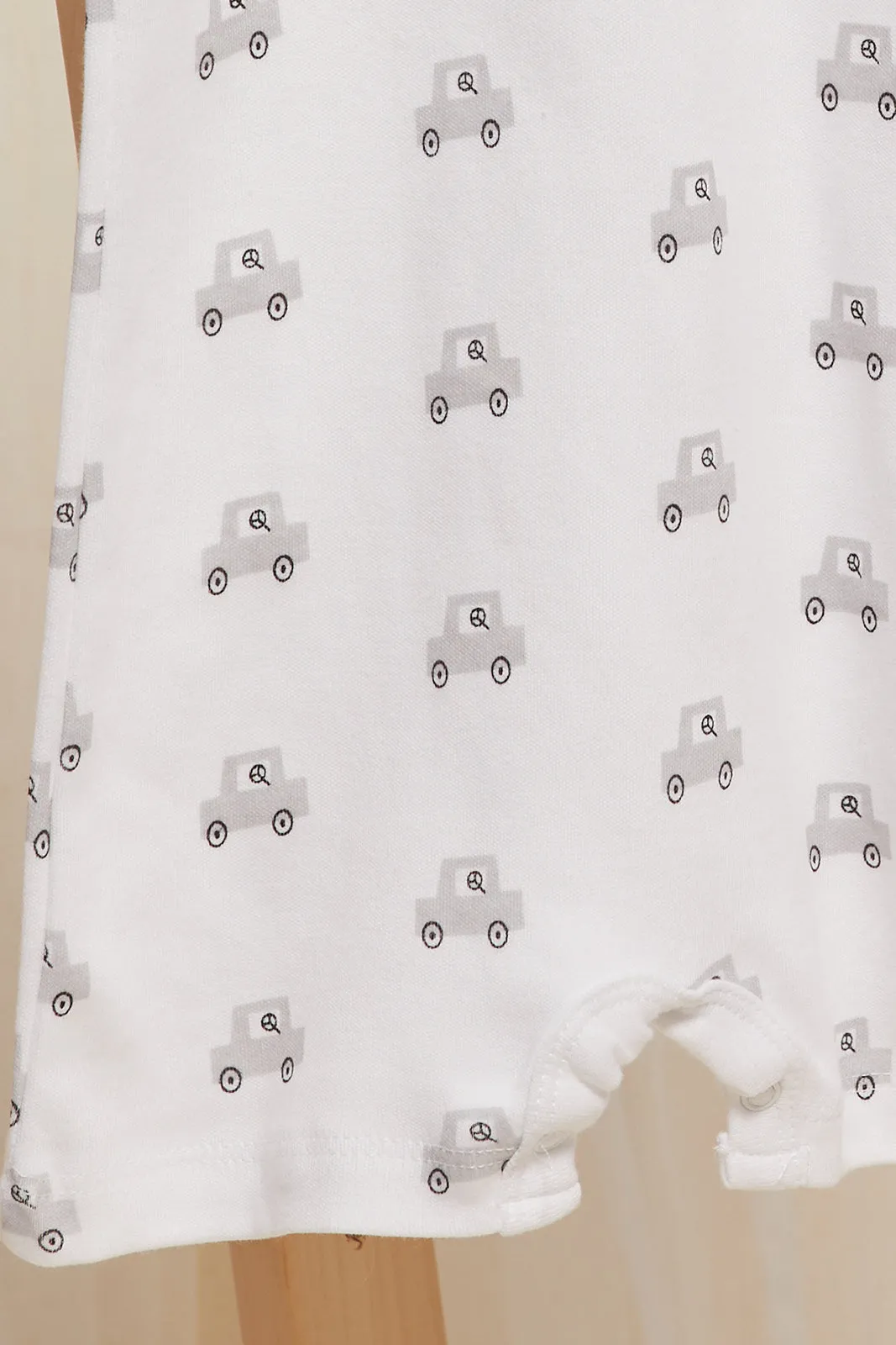 Baby Grey And White Printed Bodysuit Set (Pack Of 2)