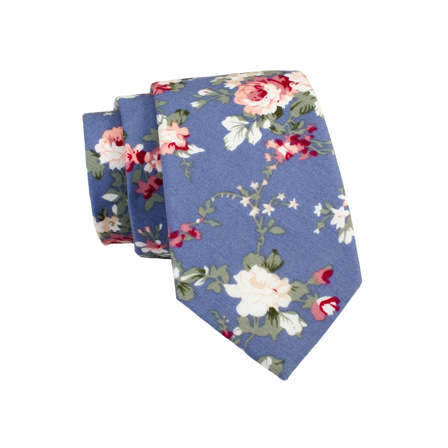 Bethel Floral Cotton Tie, Blue / White / Green