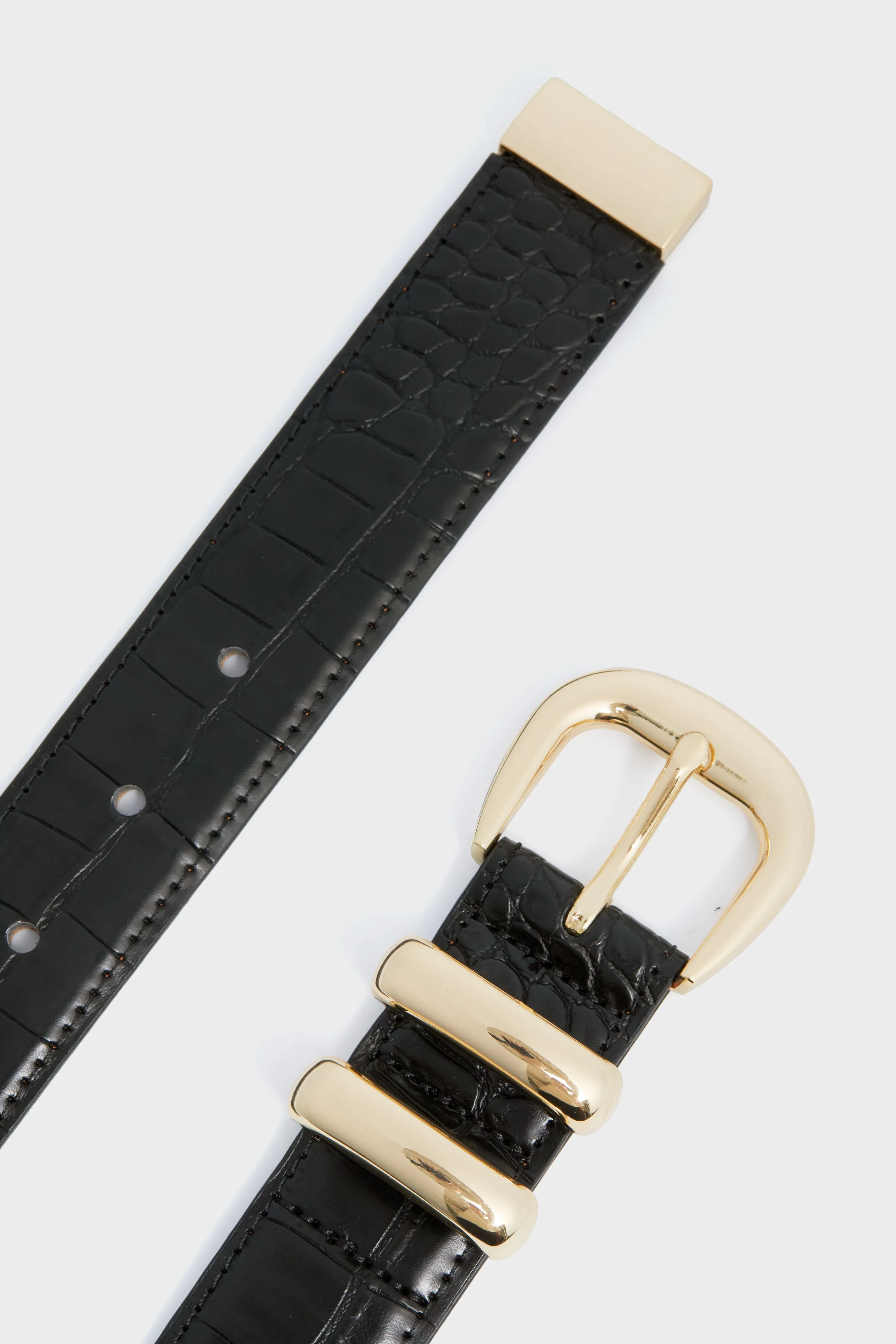 Black Croc-Embossed Classic Belt