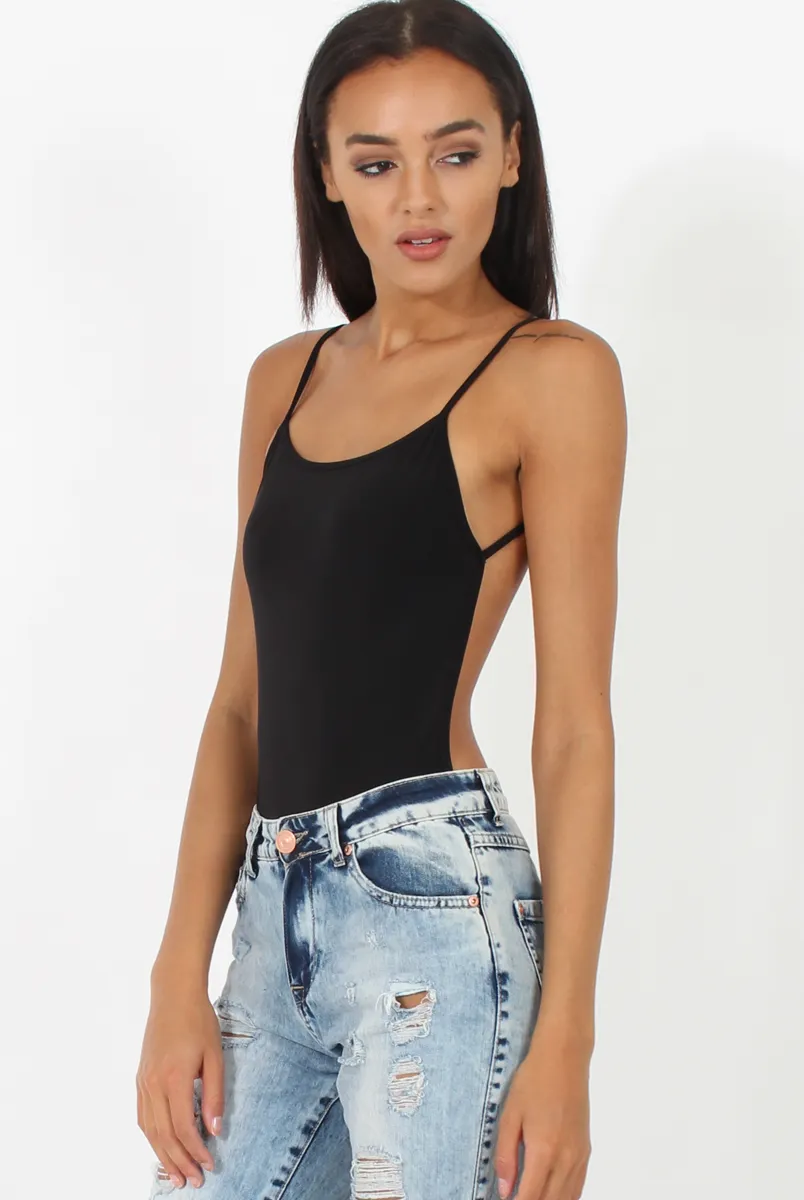 Black Open Back Bodysuit - Aniyah