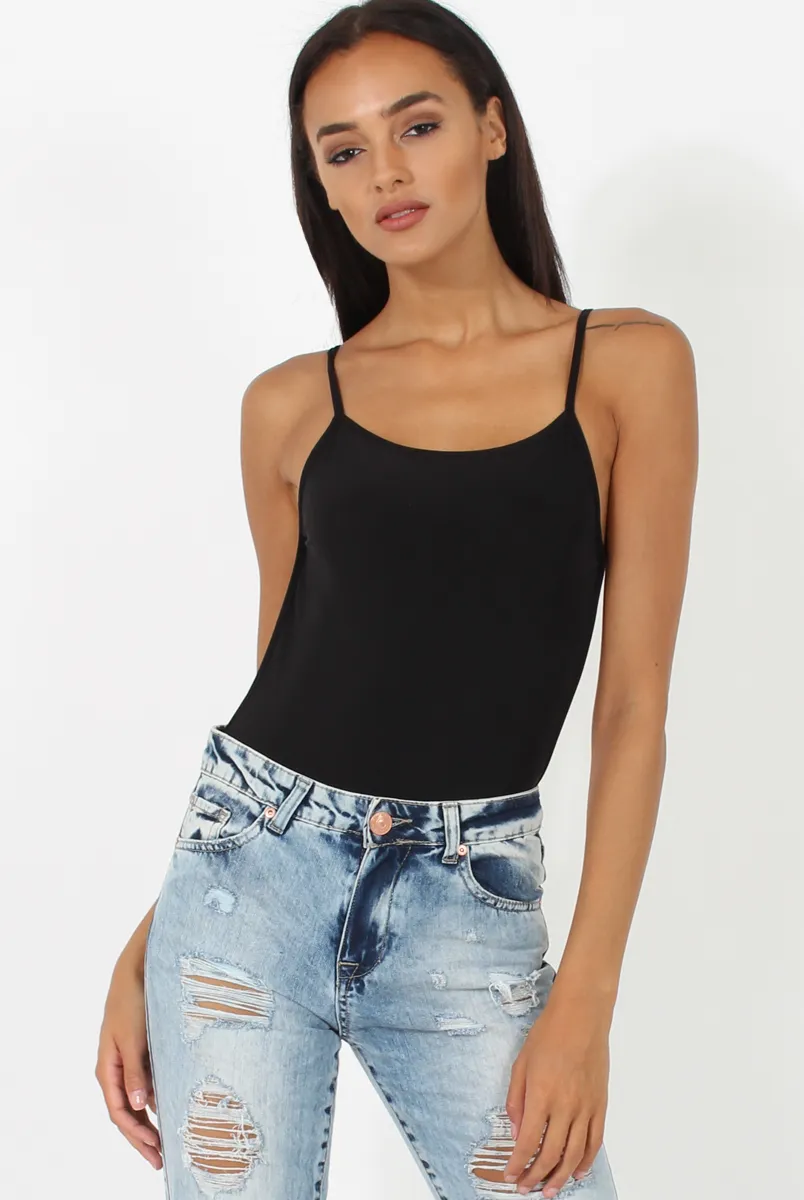 Black Open Back Bodysuit - Aniyah