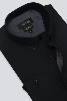 Black Oxford Plain Casual Shirt