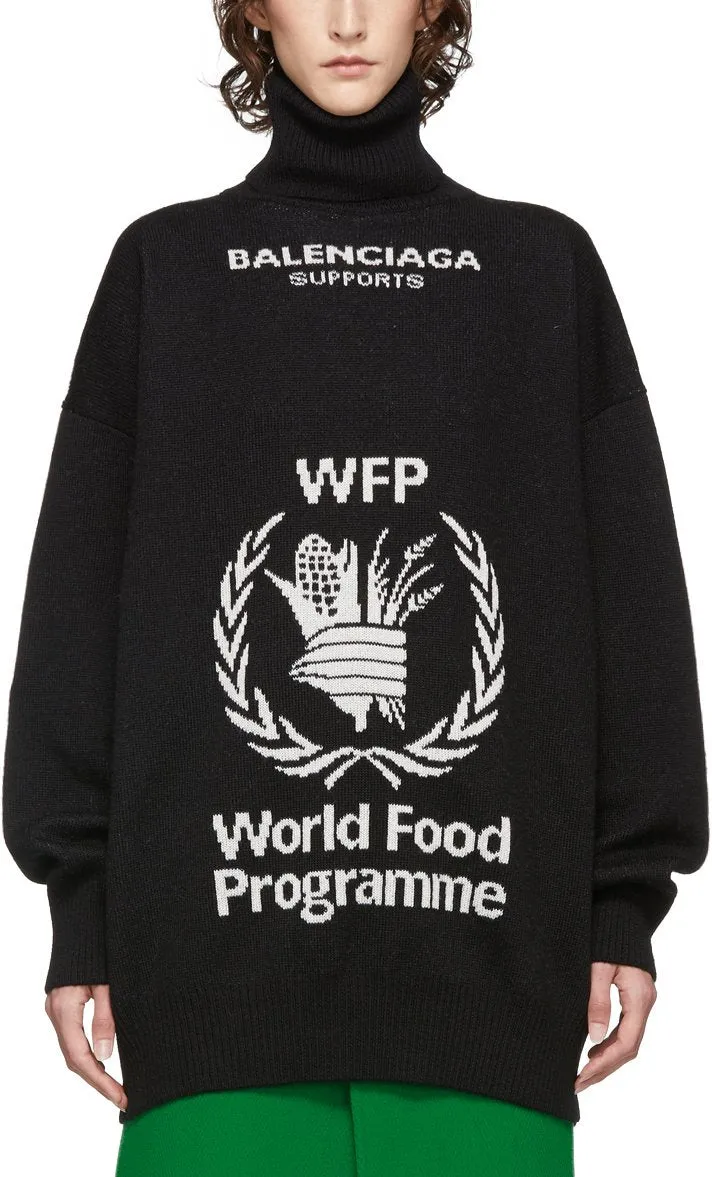 Black World Food Programme Turtleneck Sweater - Black or Navy Blue