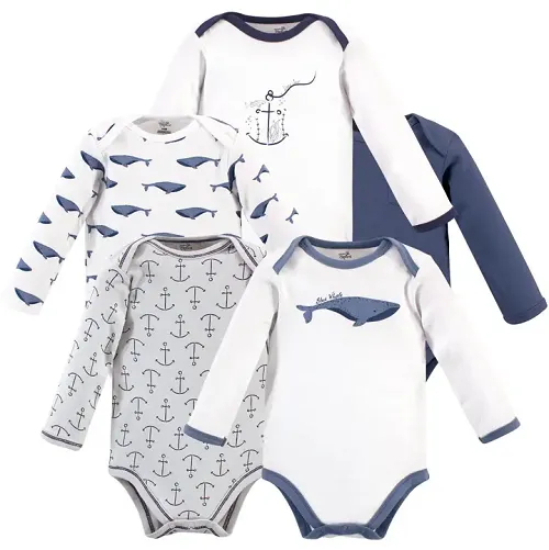 Blue Whale Cotton Bodysuit: Long Sleeve