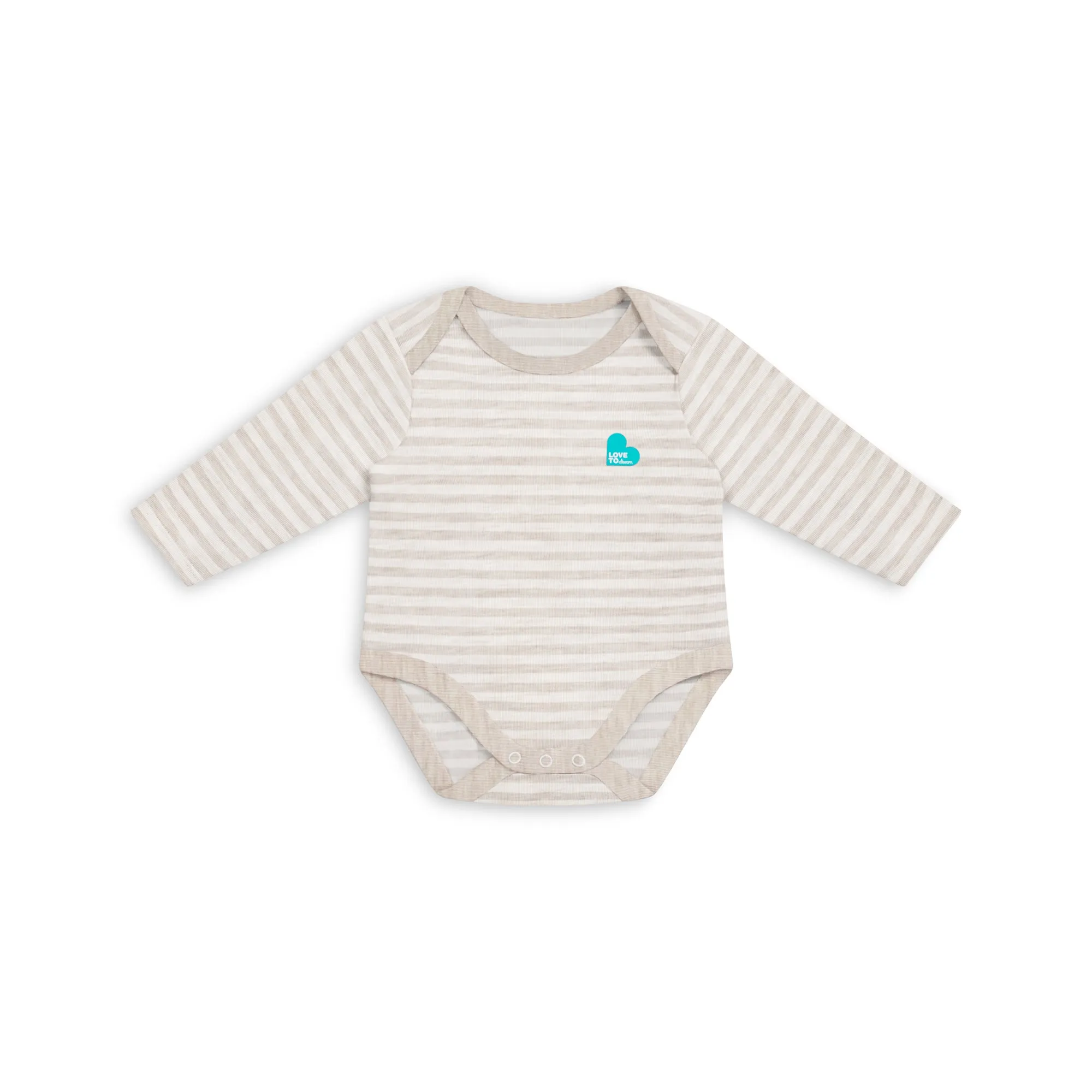 Bodysuit Long Sleeve Oatmeal Stripe Merino Wool