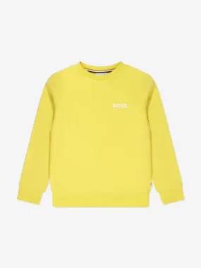 BOSS Boys Logo Print Sweatshirt in Yellow