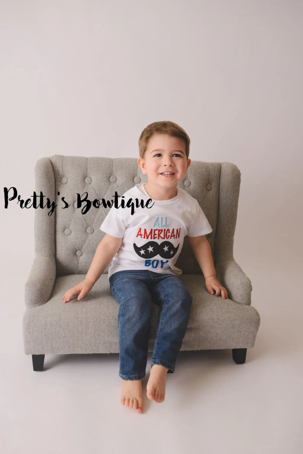 Boys 4th of July Shirt -- All American Boy -- Fourth of July bodysuit or shirt 4th of July Boys -- Boys mustache shirt