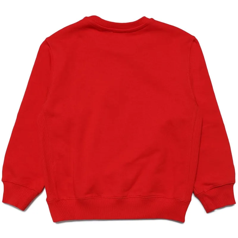 Boys Red Cotton Logo Sweatshirt