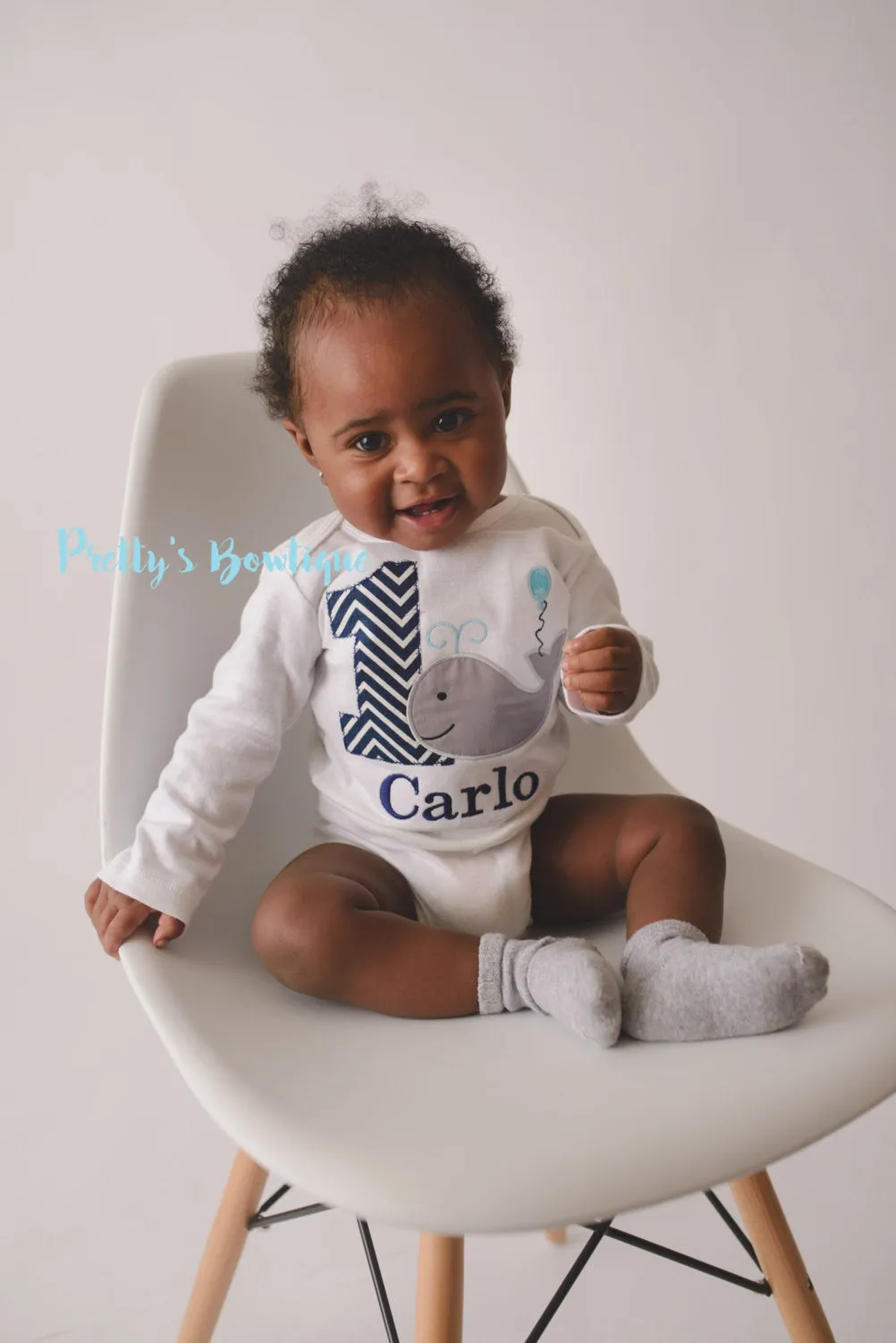 Boys Whale 1st Birthday Shirt or Bodysuit  - Custom Birthday outfit Whale