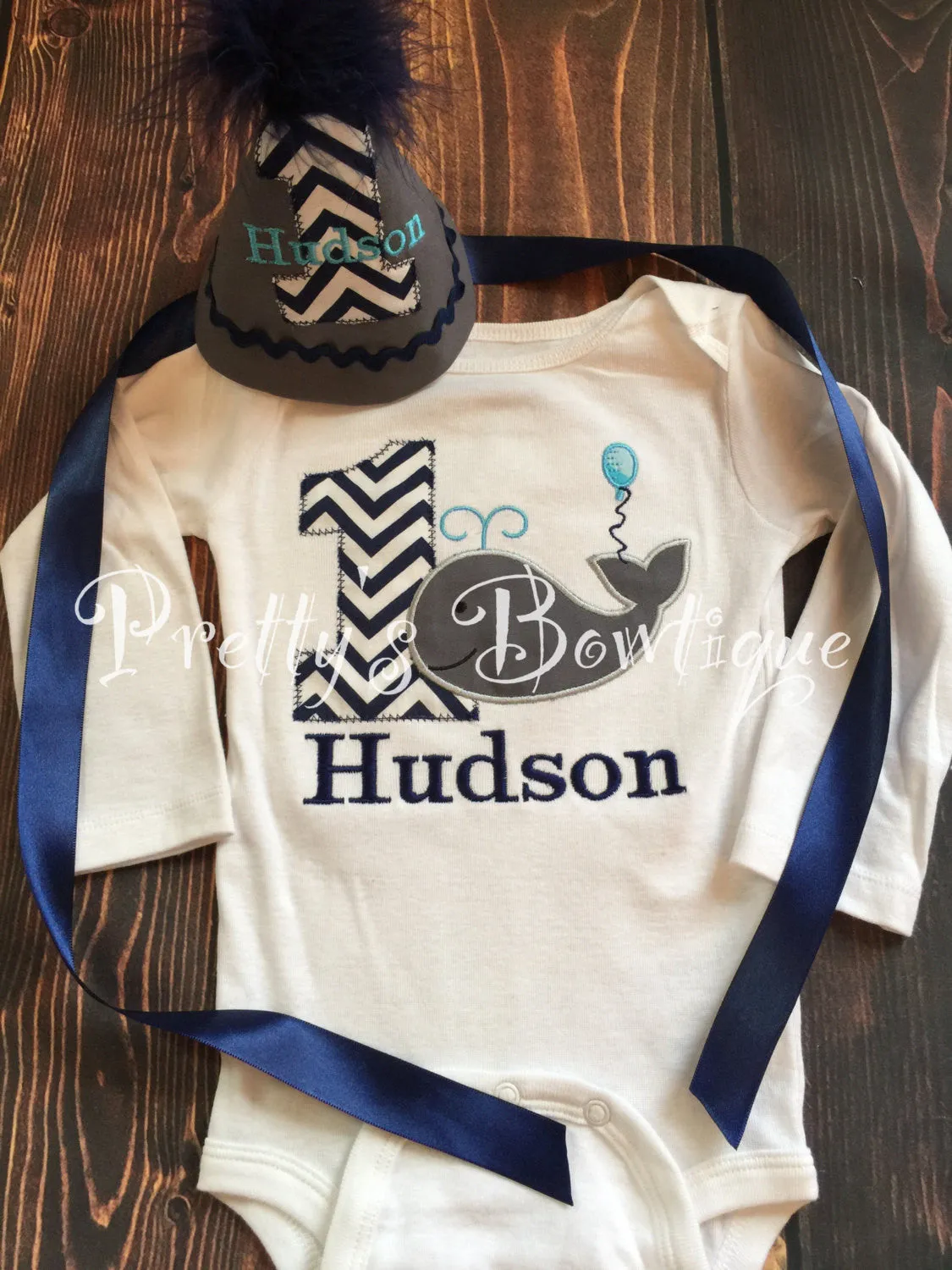 Boys Whale 1st Birthday Shirt or Bodysuit  - Custom Birthday outfit Whale