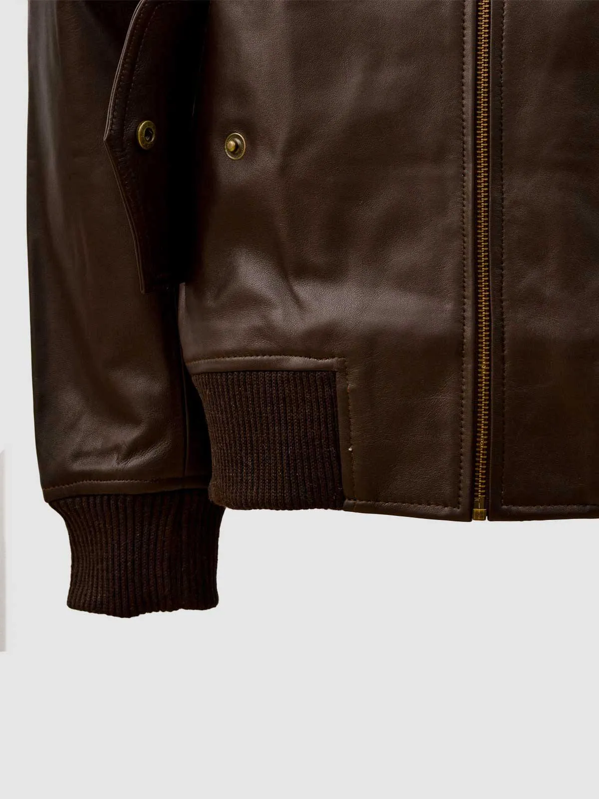 Brown Leather Bomber Sheep Jacket