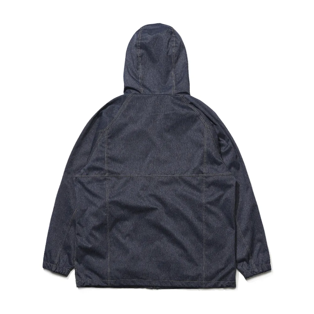 BRT LOGO STITCH HOODED JACKET DENIM BLUE