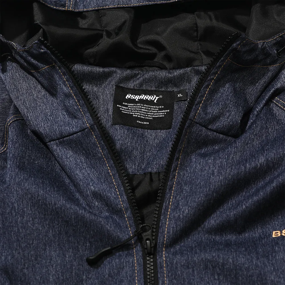 BRT LOGO STITCH HOODED JACKET DENIM BLUE