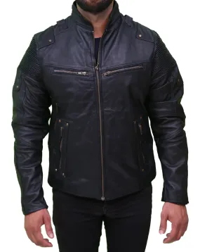 Cafe Racer Retro Black Biker Moto Racer Men's Leather Jacket