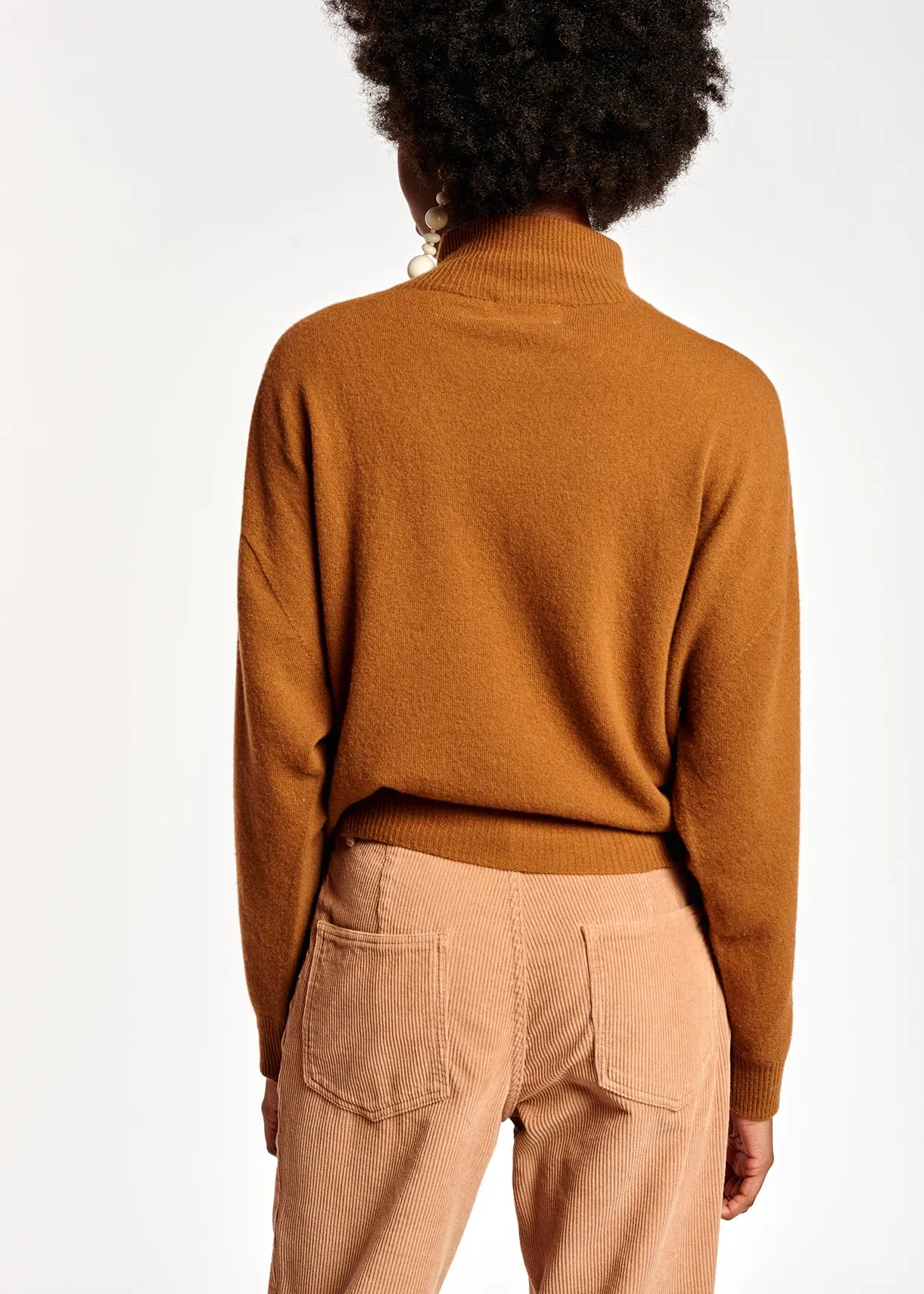 Camel merino wool blend turtleneck sweater